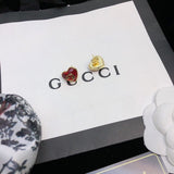18K GG Heart Red Crystal Earrings
