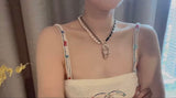 18K CC Pearl Leather Bag Pendant Necklace