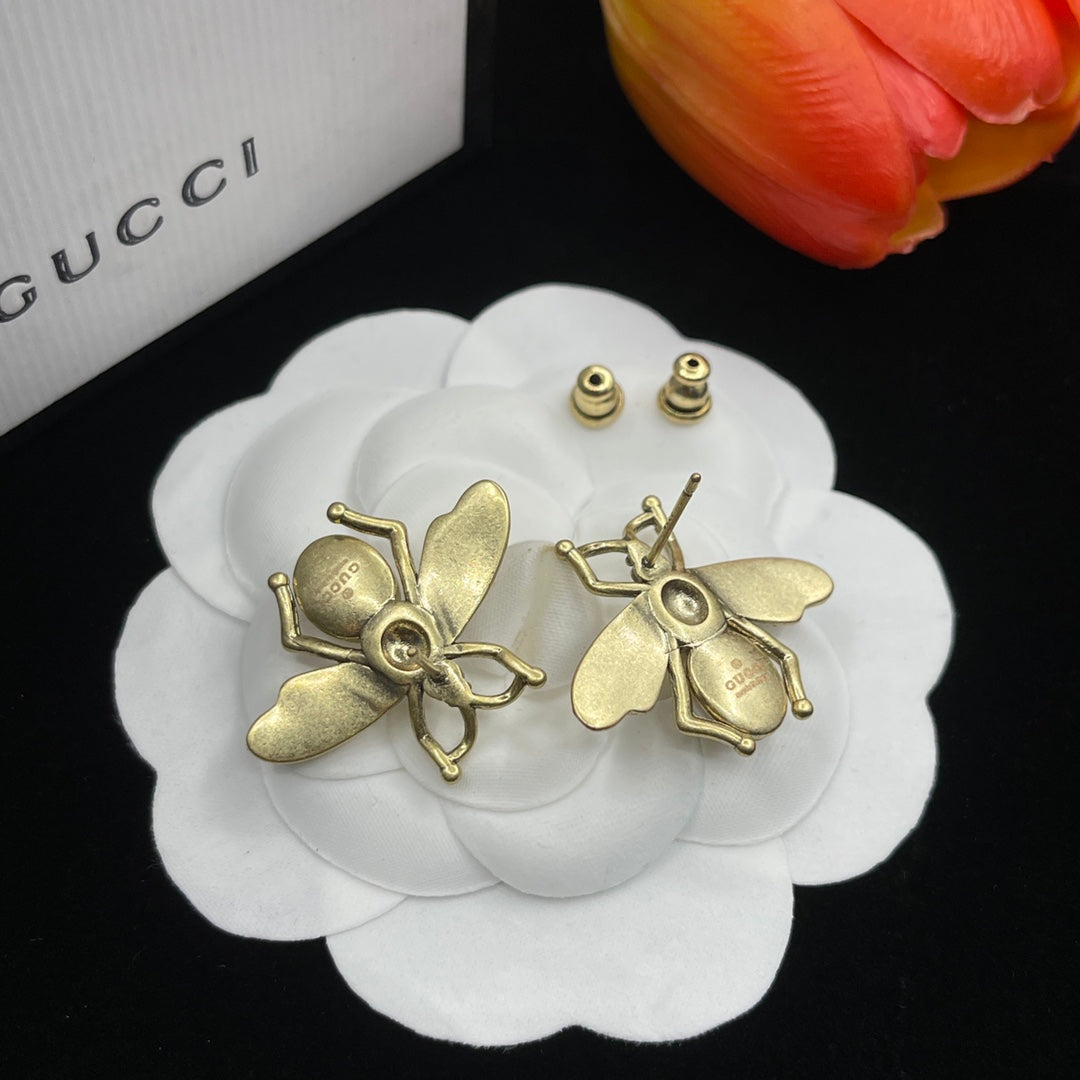 18K GG Bee Pearl Earrings