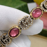 18K GG Red Crystals Open Cuff Bracelet