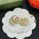 18K GG Pave Diamond Gold Earrings