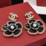 18K CC Camellia Diamond Earrings