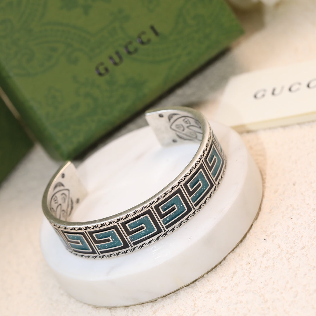 GG Cube Green Wide Bracelet