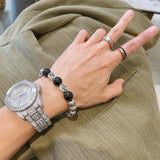 18K GG Anger Forest Black Bead Chain Bracelet