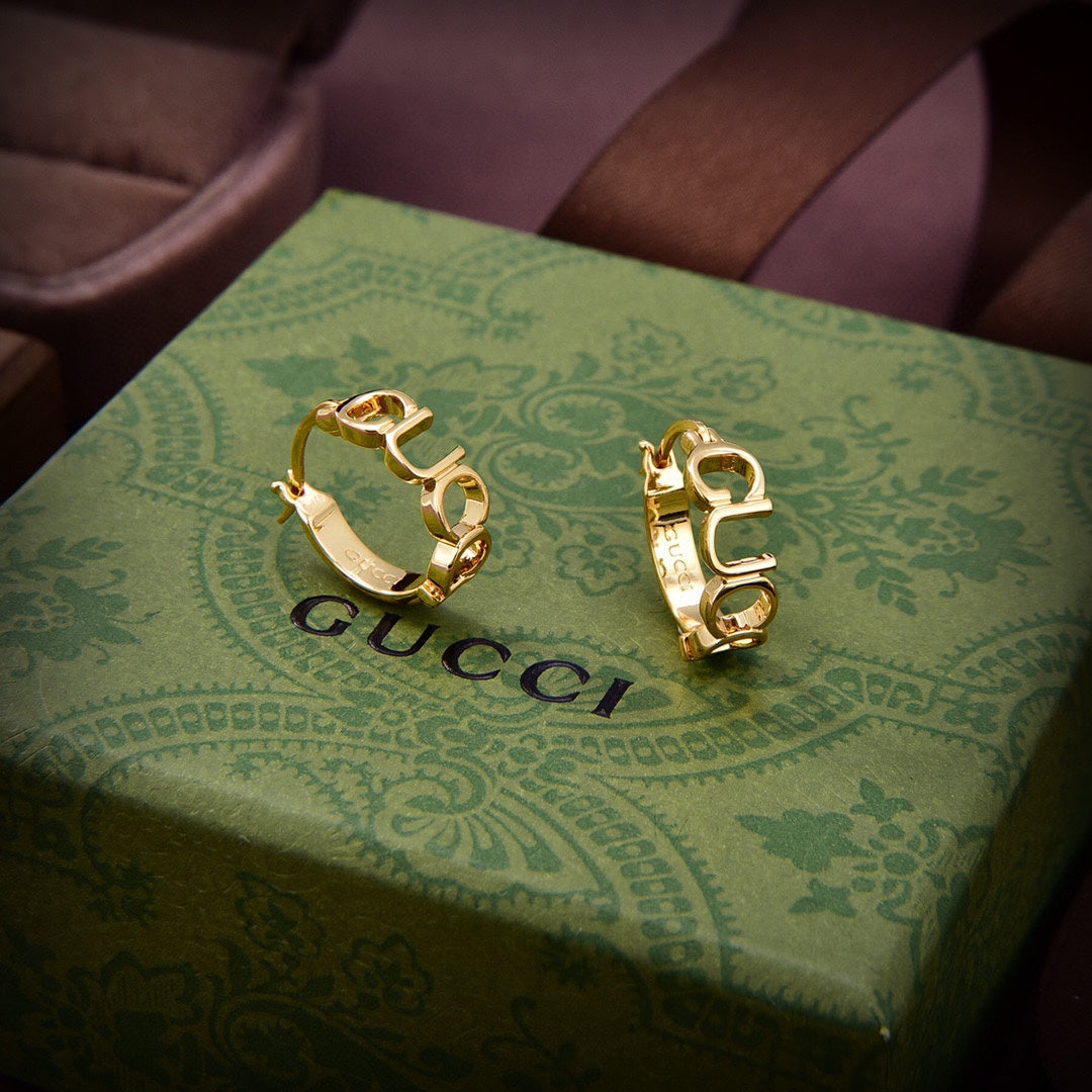 18K GG Script Earrings