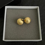 18K CC Gold Round Earrings