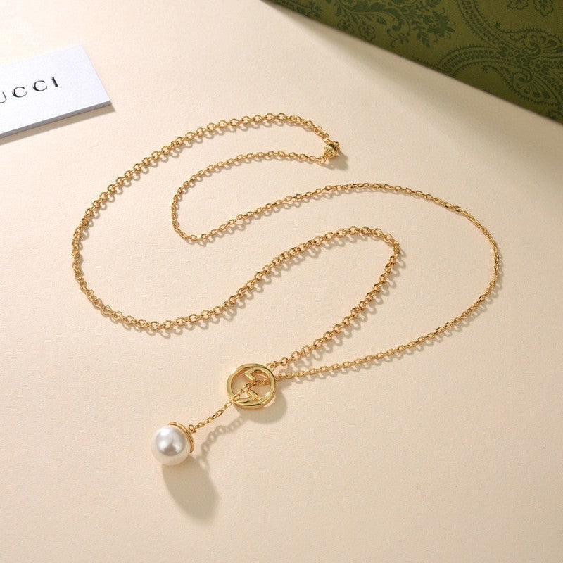 18K GG Blondie Pearl Drop Necklace