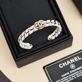 18K CC 26C Black & White Leather Bracelet