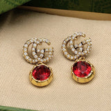 18K GG Red Crystal Earrings
