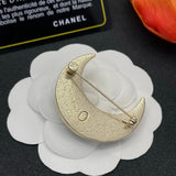 18K CC Moon Gold Brooch
