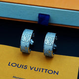 18K Louis Pave Diamond Hoop Earrings