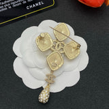 18K CC Diamond Shape Drop Brooch