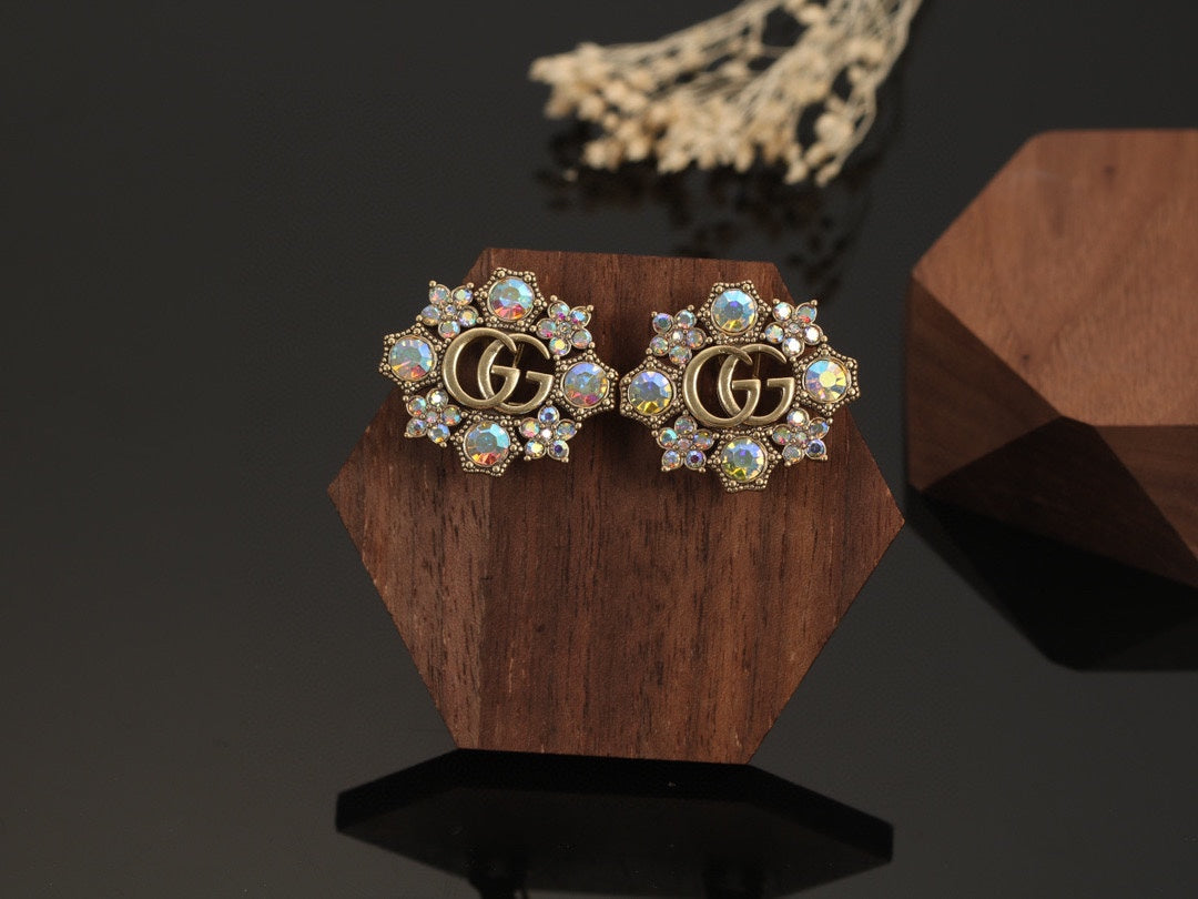18K GG Blue Flowers Earrings