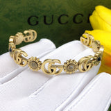 18K GG Flowers Open Cuff Bracelet