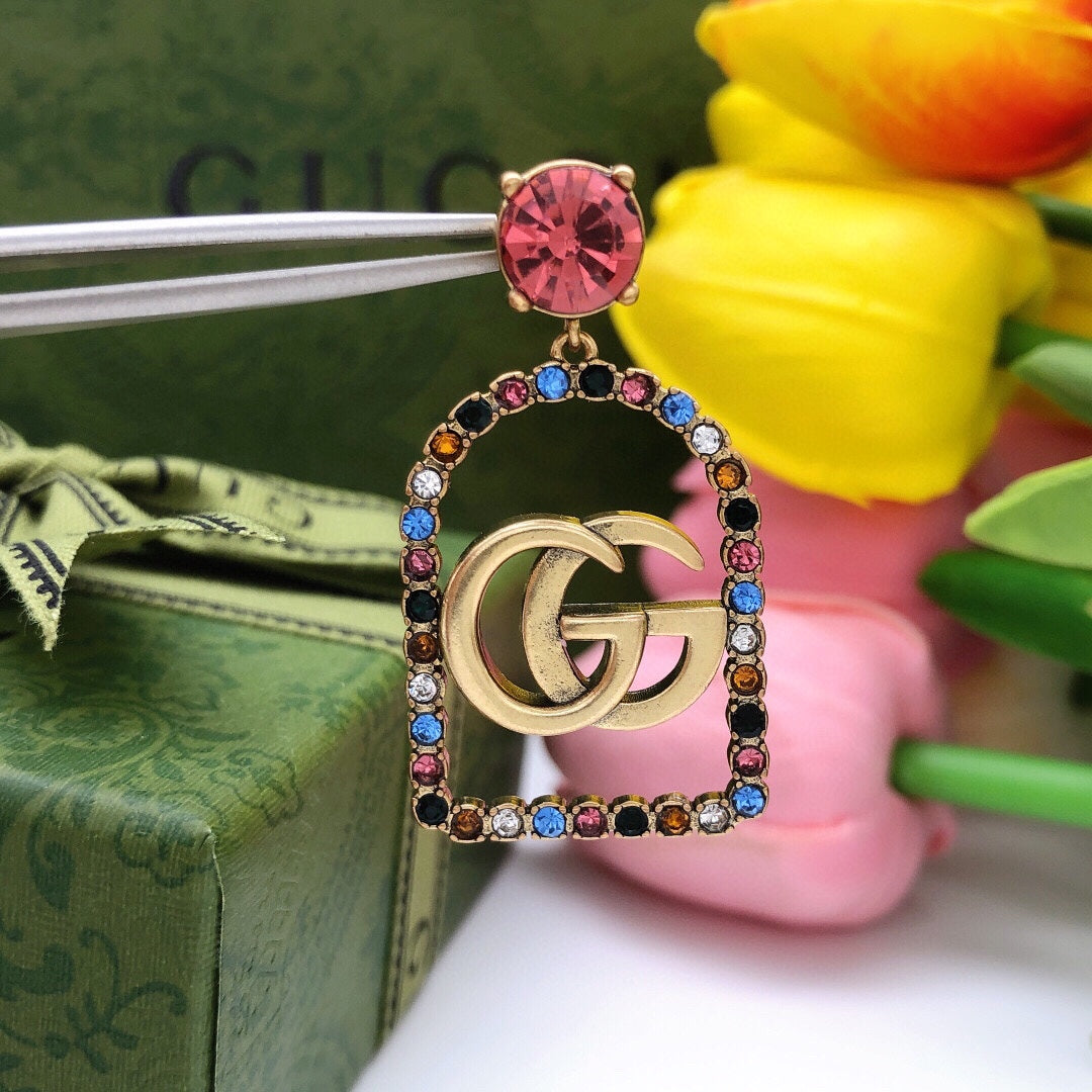 18K GG Color Crystals Earrings