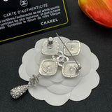 18K CC Diamond Shape Drop Brooch