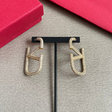 18K Vlogo Diamond Earrings