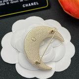 18K CC Moon Gold Brooch