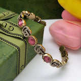 18K GG Red Crystals Open Cuff Bracelet