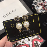 18K GG Pearl Pendant Earrings