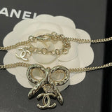 18K CC Gold Bow Tie Necklace