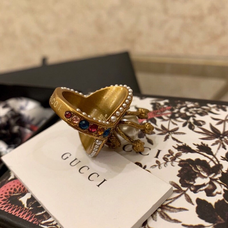 18K GG Multistone Pearl Ring