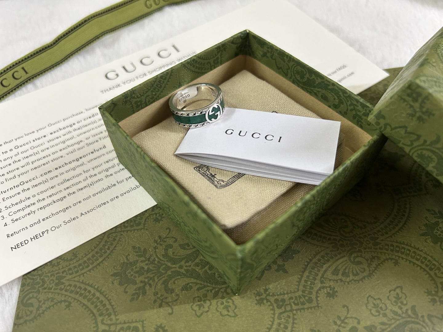 GG Interlocking G Turquoise Enamel Ring