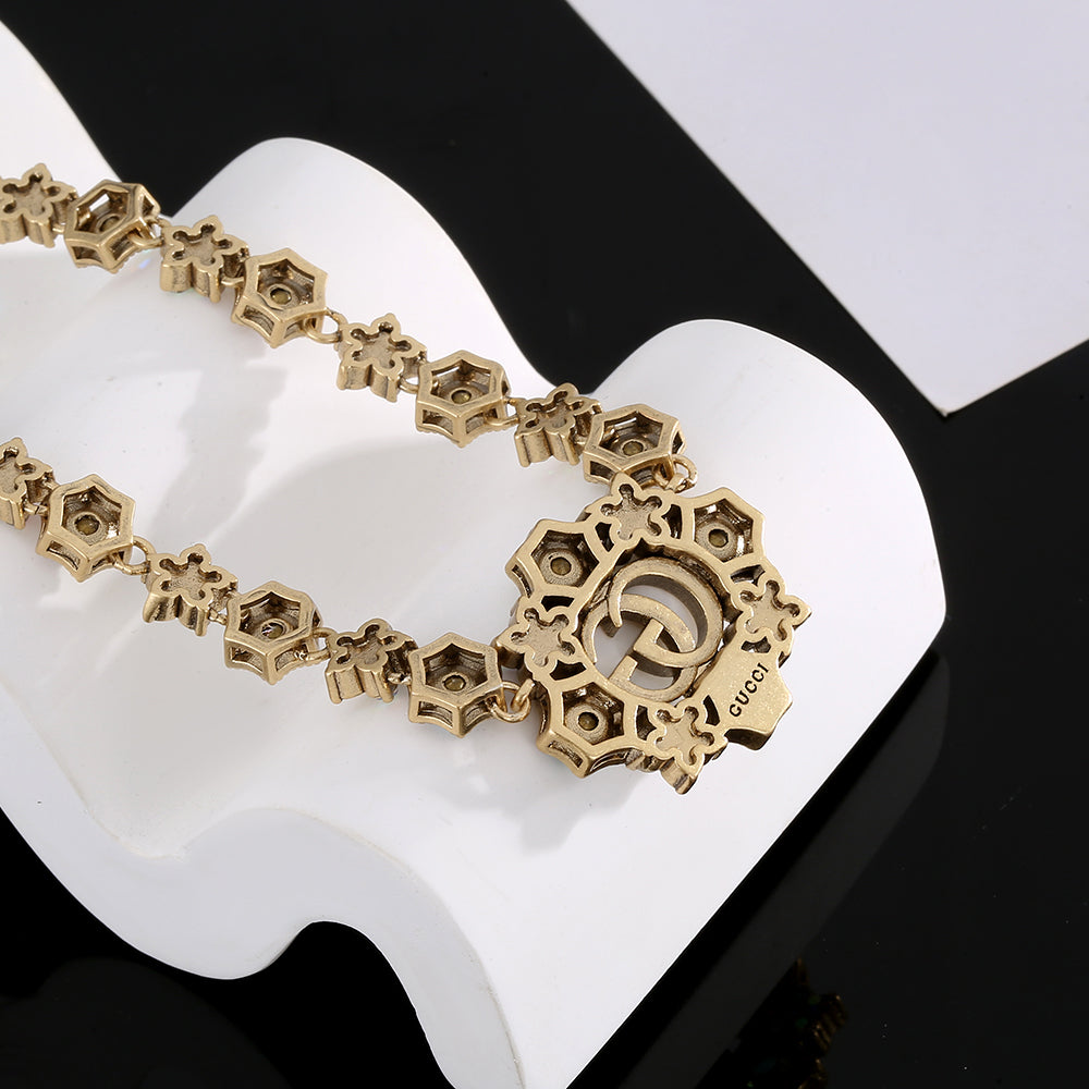 18K GG Crystals Chain Choker Necklace