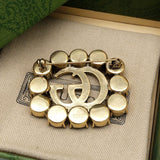 18K GG Crystal Square Brooch