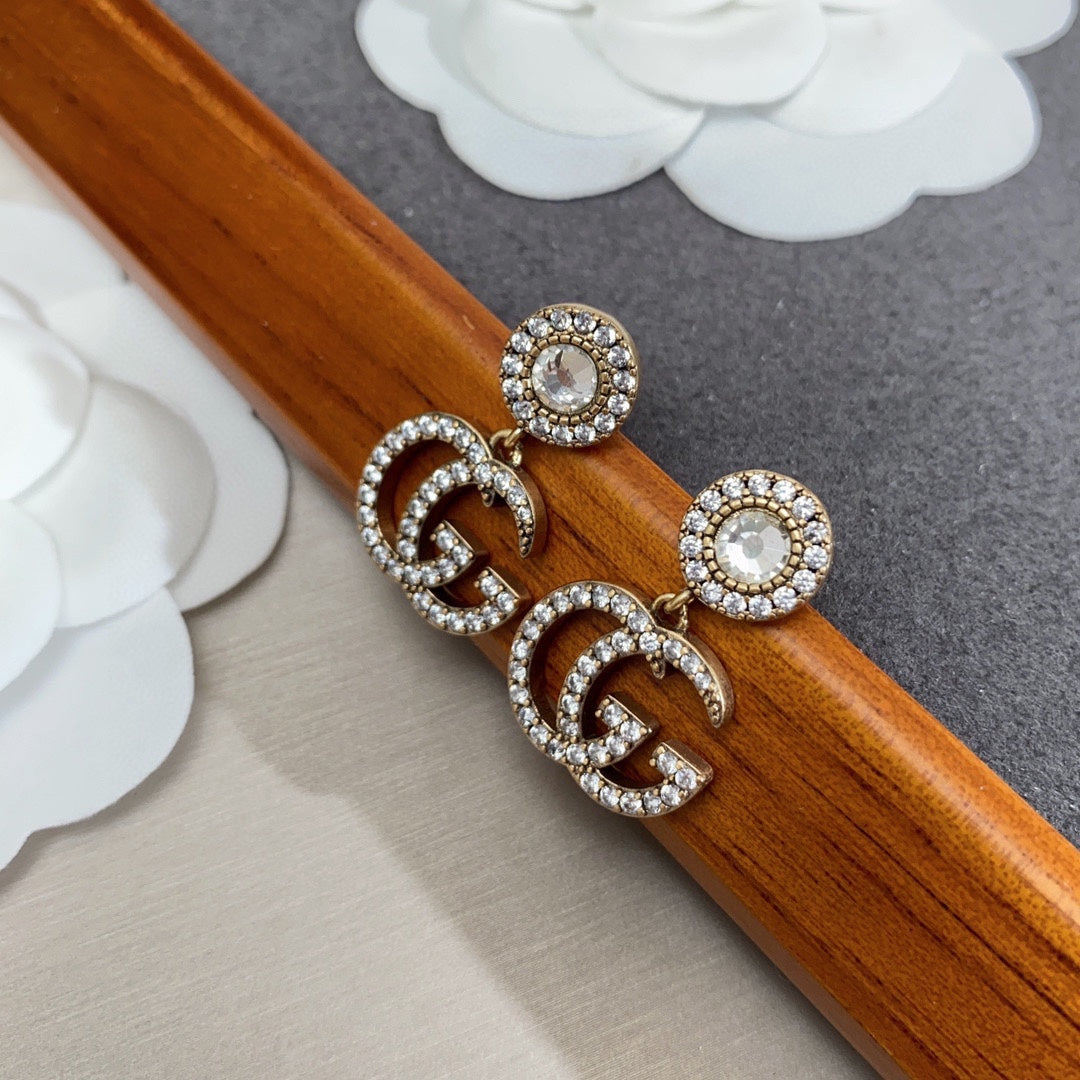 18K GG Crystal Pendant Earrings