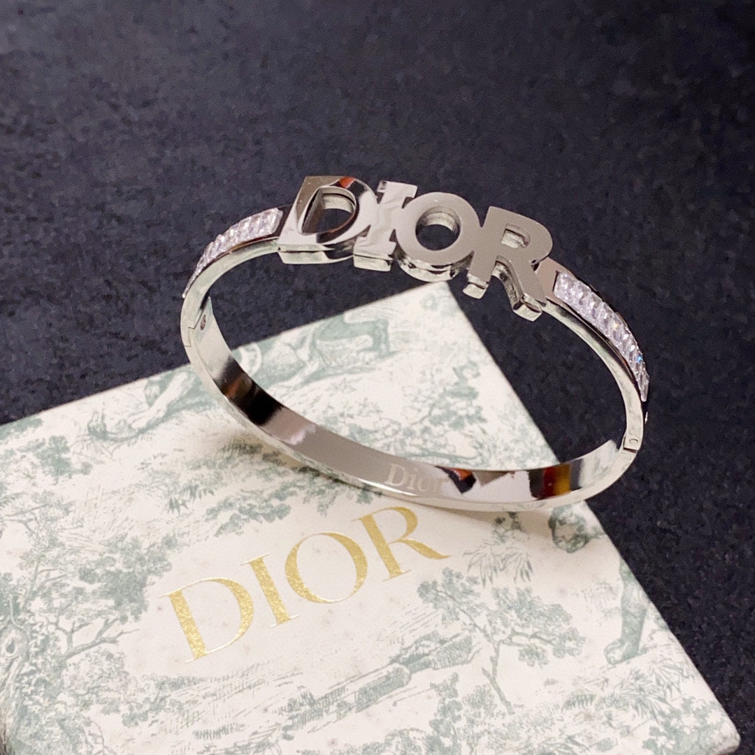 18K CD Crystals Bangle Bracelet