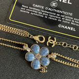 18K CC Blue Gold Camellia Chain Necklace