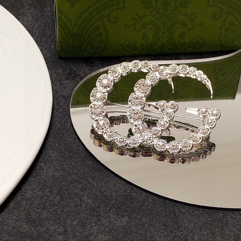 18K GG Crystal Brooch
