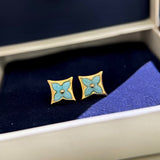 18K Louis Blue Color Blossom BB Star Earrings