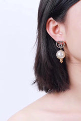 18K GG Pearl Pendant Earrings
