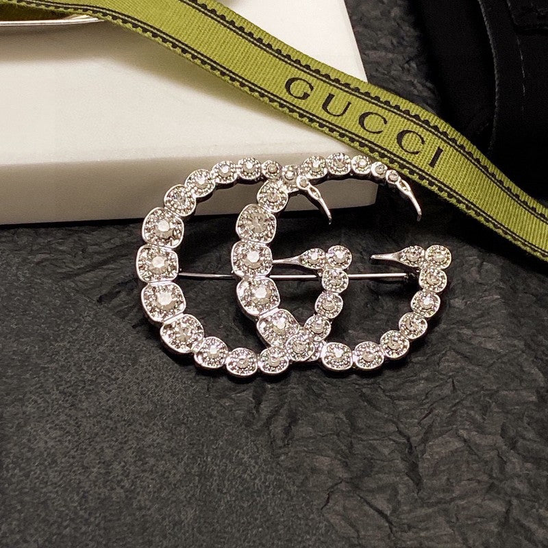 18K GG Crystal Brooch