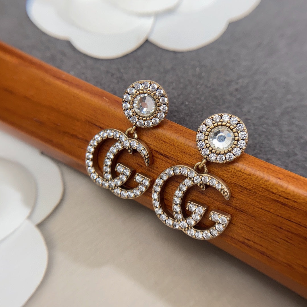 18K GG Crystal Pendant Earrings