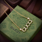 18K GG Embellished Script Letter Necklace