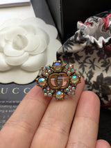 18K GG Crystal Flower Ring