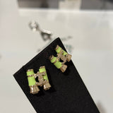 18K CC 26C Green Telescope Gold Earrings