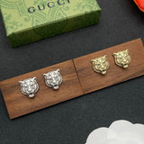 18K GG Tiger Head Gold Earrings