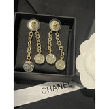 18K CC 25K Black Gold Chain Earrings