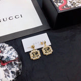 18K GG Square Pearls Earrings