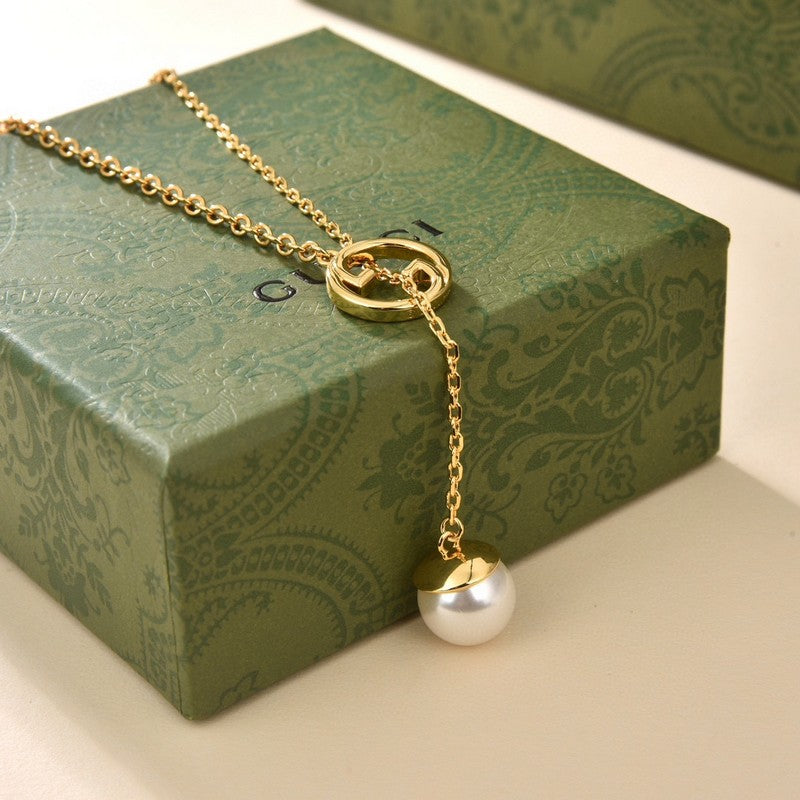 18K GG Blondie Pearl Drop Necklace