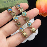 18K GG Tiger Color Crystal Earrings