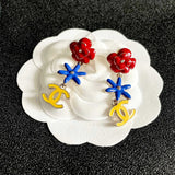 18K CC Color Camellia Earrings