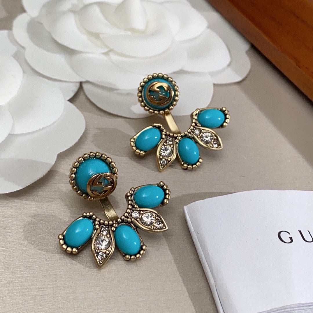 18K GG Blue Flowers Earrings