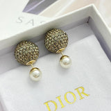 18K CD Diamond & Pearl Gold Earrings