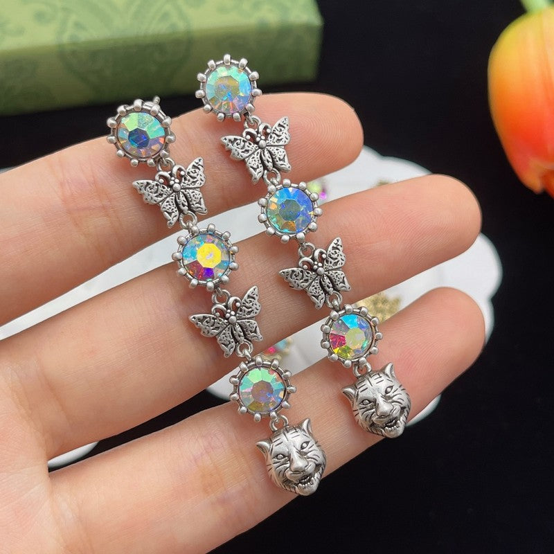 18K GG Tiger Color Crystal Earrings