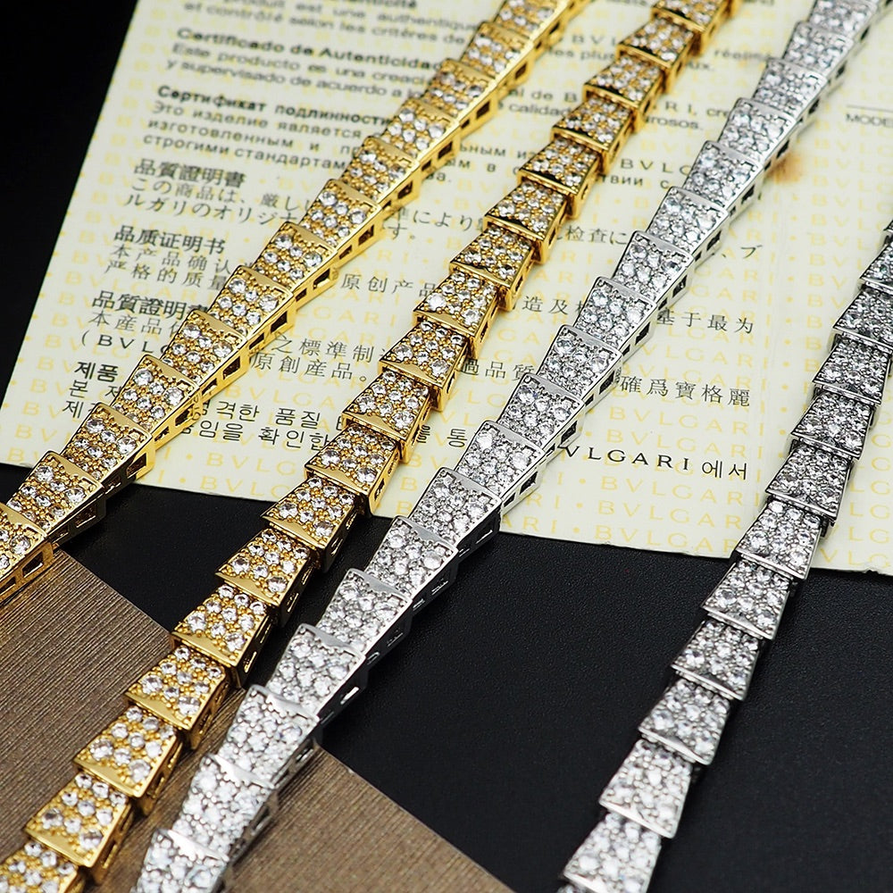 18K BV Serpenti Viper Full Pave Diamonds Necklace